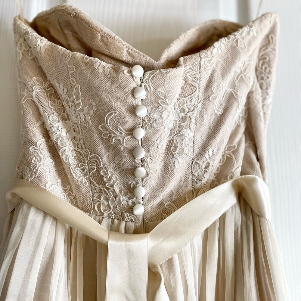 100% Pure Silk Wedding Dress Almond & Ivory Seattle Bridal Size 4 - Picture 7 of 17
